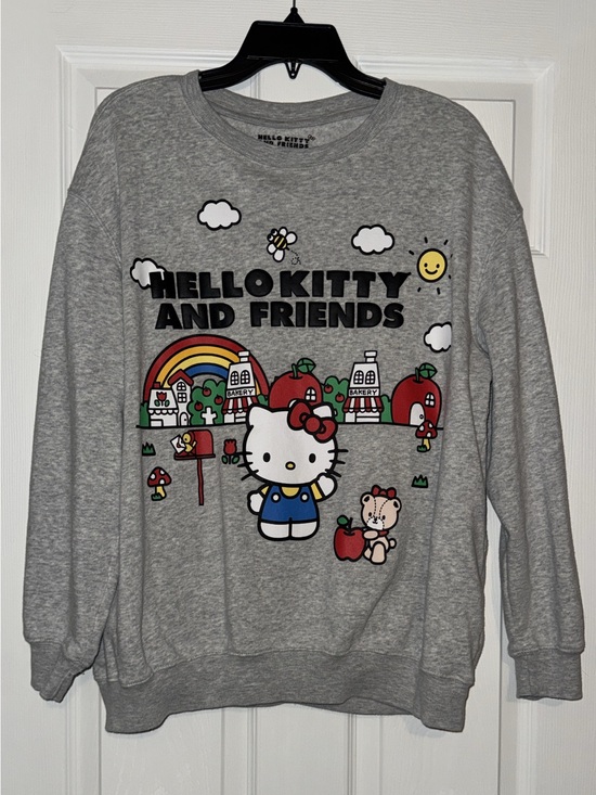 Sanrio Tops - Sanrio- Hello Kitty Light Gray Pullover with Black Logo design front and back